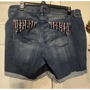 ND Denim Shorts Women's 18W Patriotic Star Embroidered 4th Of July Plus Size